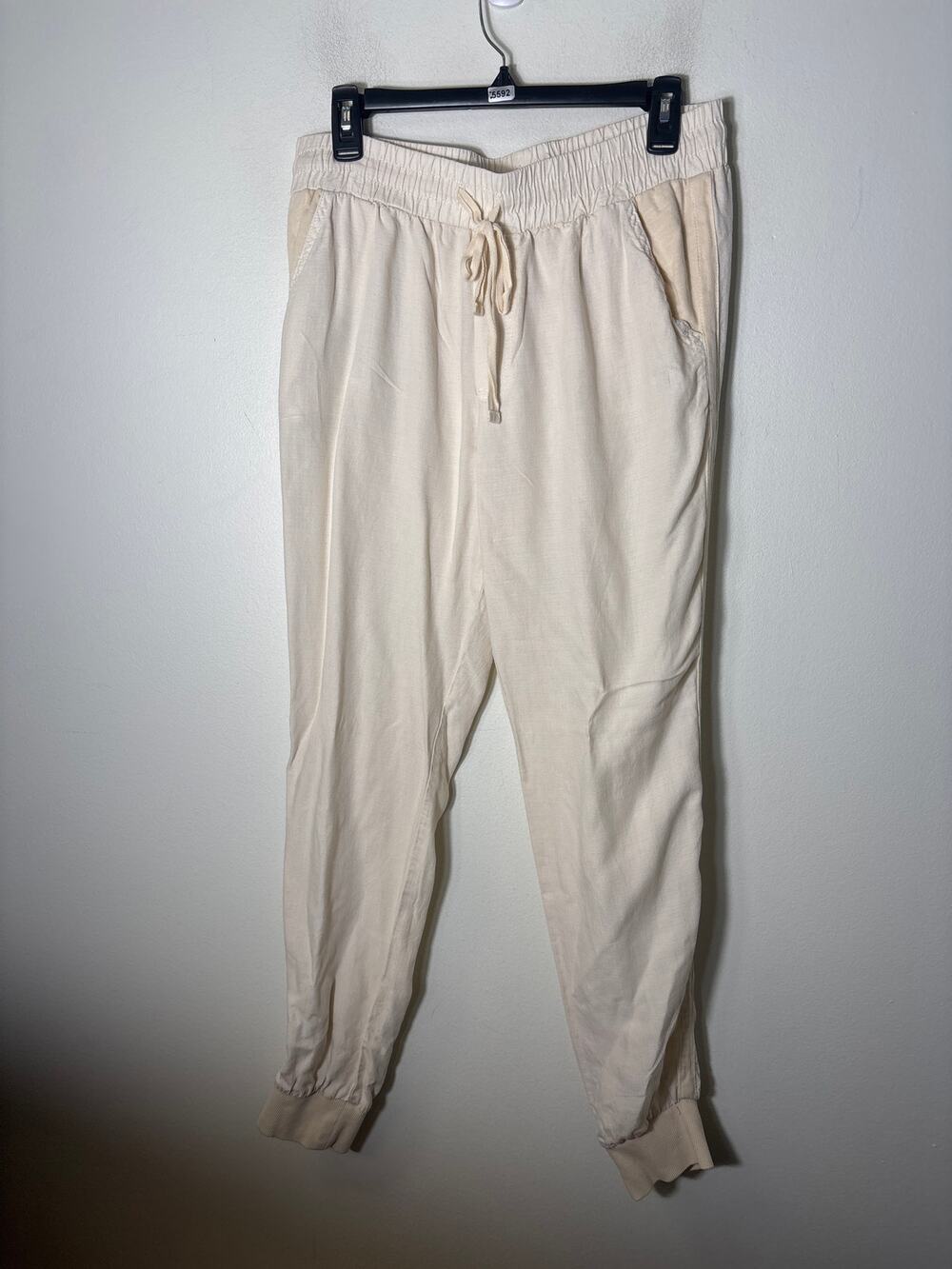 Splendid Cream Linen Loose Fit Joggers Sz M